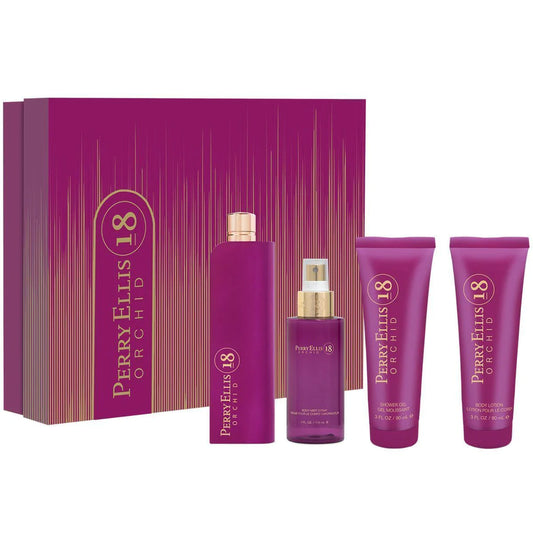 PERRY ELLIS 18 ORCHID EDP (W) / 4 PC SP 100 ML; BL 90 ML; SG 90 ML; BM 120 ML