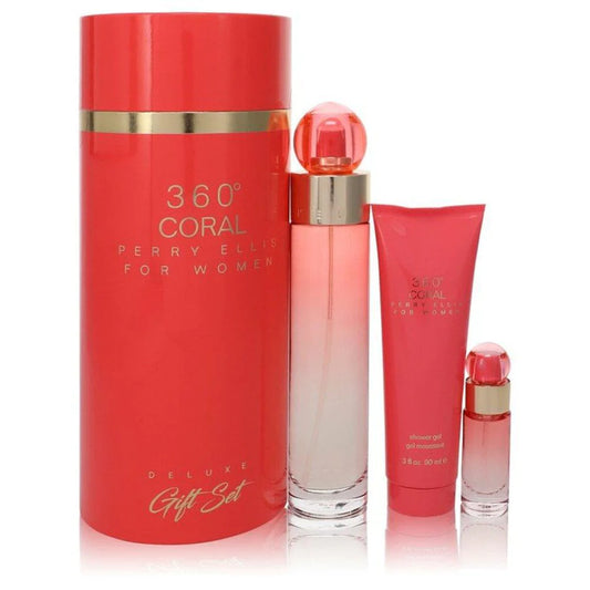 PERRY ELLIS 360 CORAL EDP (W) / 3 PC SP 100 ML; SG 90 ML; MINI