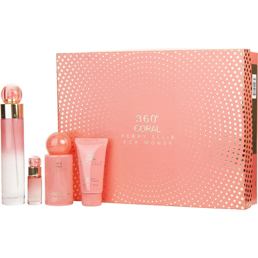 PERRY ELLIS 360 CORAL EDP (W) / 4 PC SP 100 ML; BM 120 ML; SG 90 ML; MINI