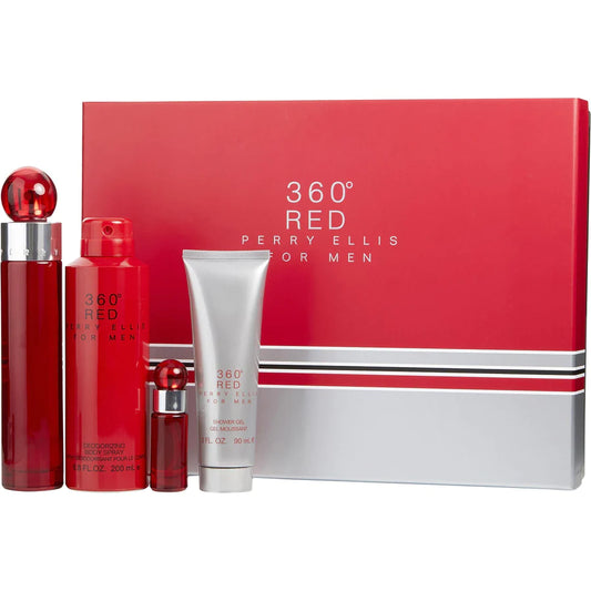 PERRY ELLIS 360 RED MEN EDT (M) / 4 PC SP 100 ML; BS 200 ML; SG 90 ML; SP 7.5 ML