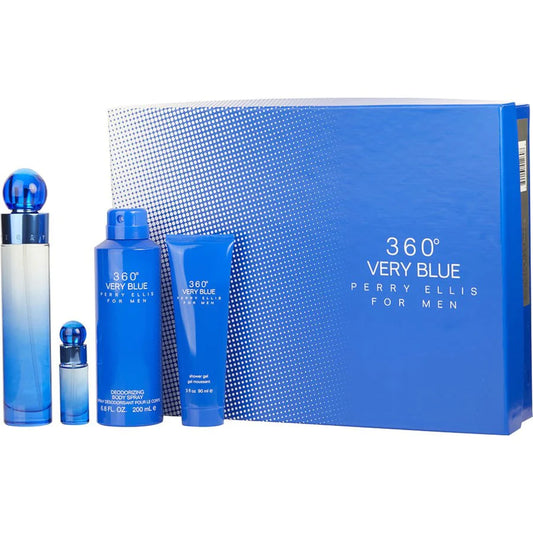 PERRY ELLIS 360 VERY BLUE EDT (M) / 4 PC SP 100 ML; BS 200 ML; SG 90 ML; SP 7.5 ML