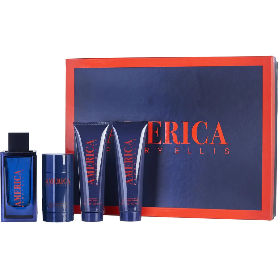 PERRY ELLIS AMERICA EDT (M) / 4 PC SP 100 ML; SG 90 ML; ASB 90 ML; MINI