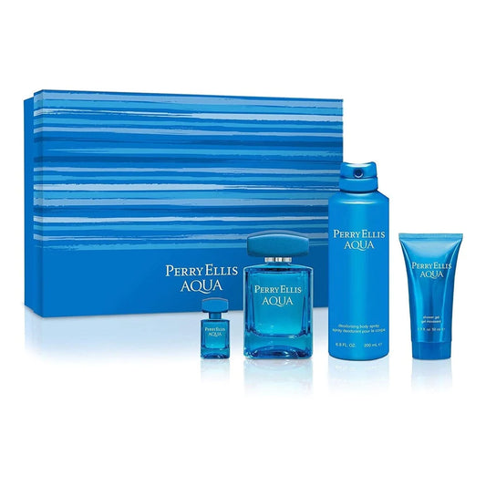 PERRY ELLIS AQUA EDT (M) / 4 PC SP 100 ML; DEO 200 ML; SG 50 ML; MINI