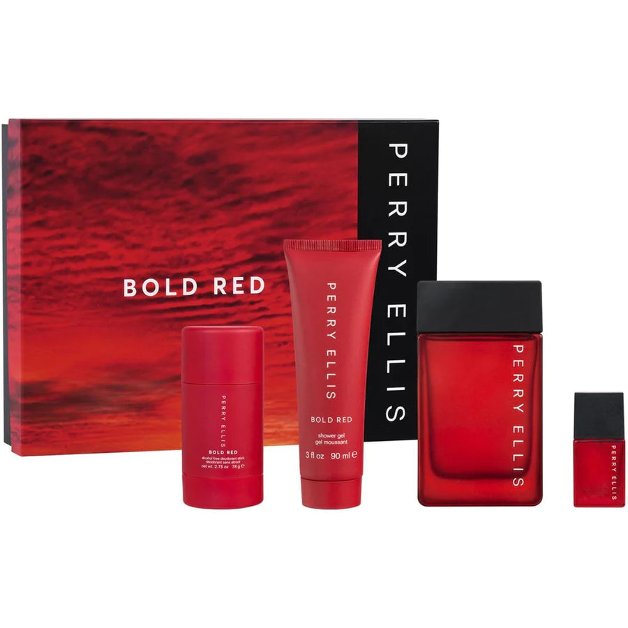 PERRY ELLIS BOLD RED EDT (M) / 4 PC SP 100 ML; DEO; SG 90 ML; MINI